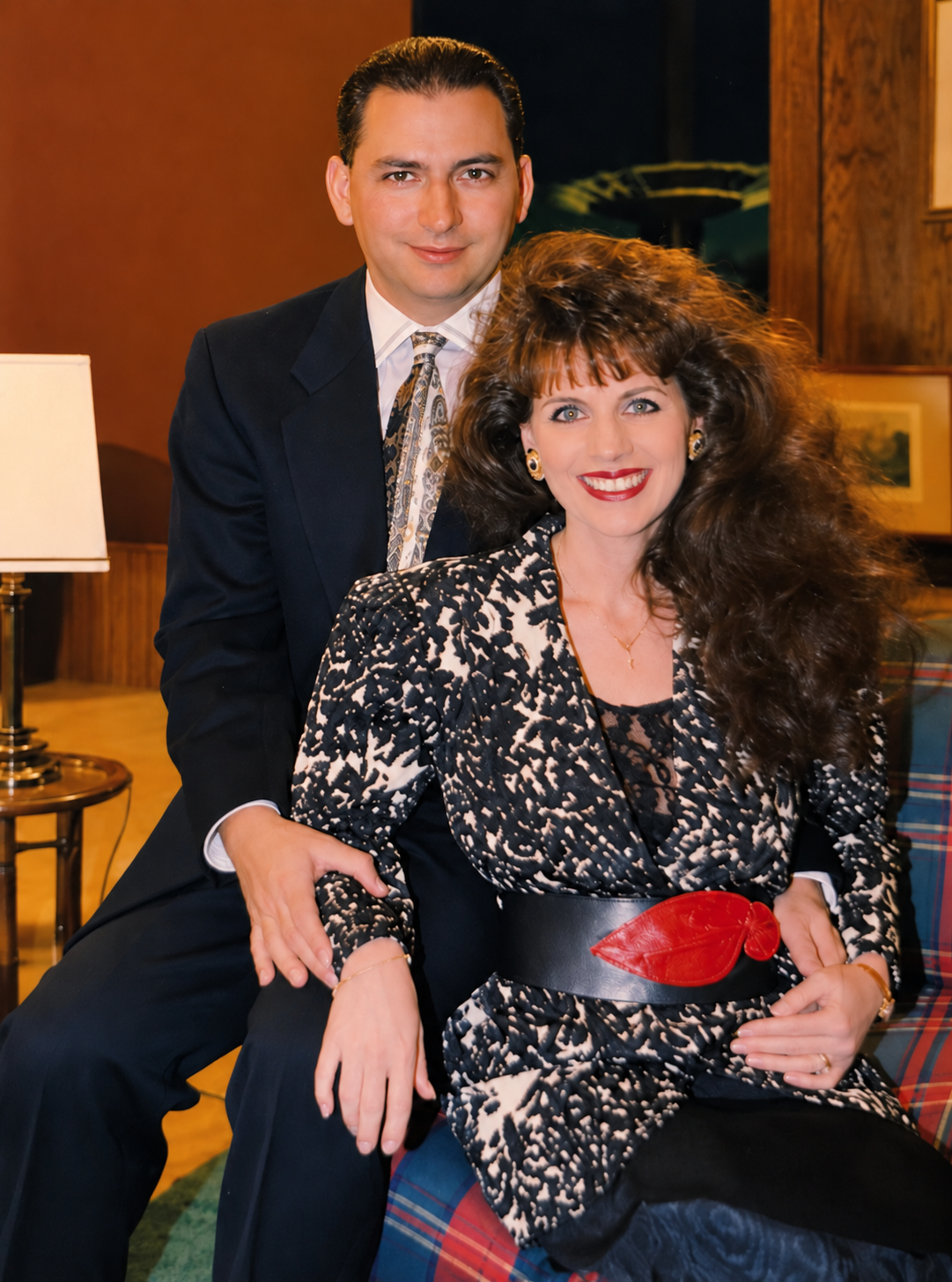 Harry and Cheryl Salem seated together in a vintage portrait